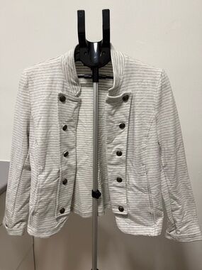 Tommy Hilfiger Striped Military Style Jacket Light Grey Size L